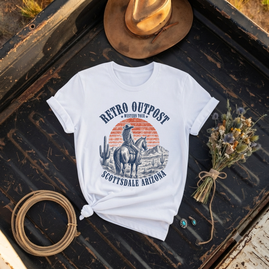 "Retro Outpost Desert Sunset" Graphic T-Shirt