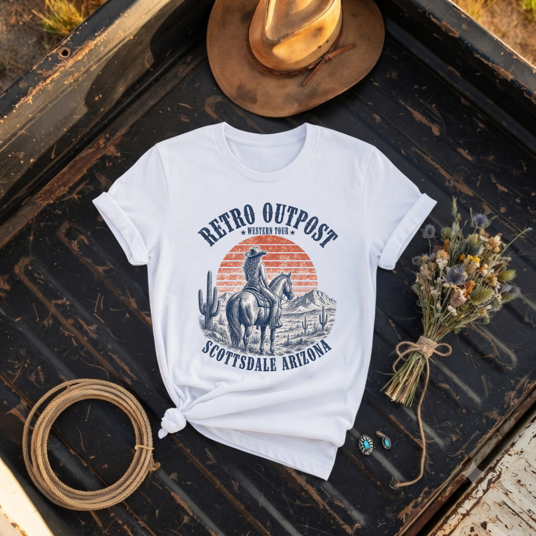 "Retro Outpost Desert Sunset" Graphic T-Shirt