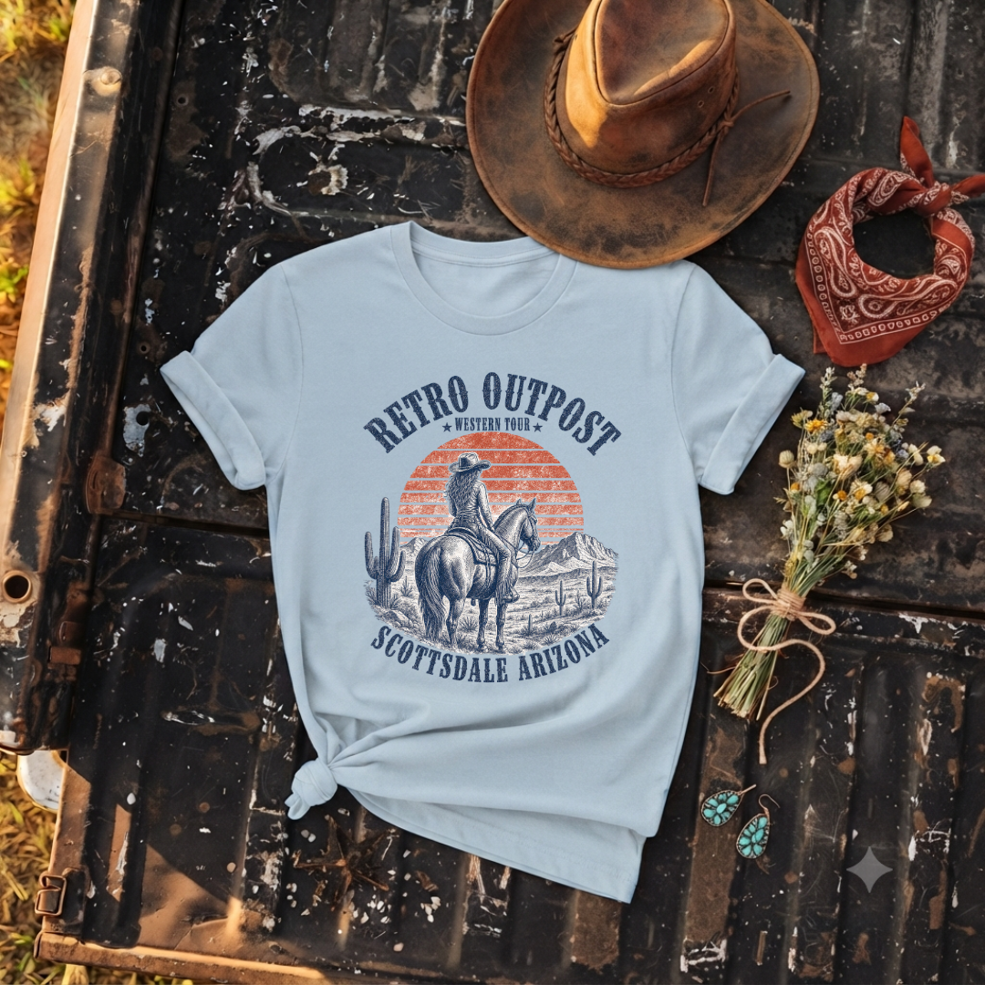 "Retro Outpost Desert Sunset" Graphic T-Shirt