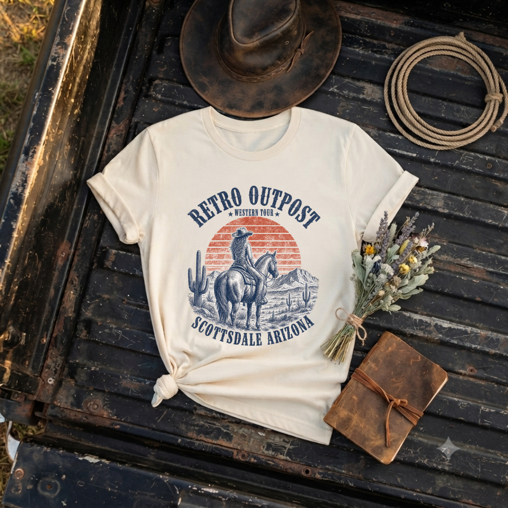 "Retro Outpost Desert Sunset" Graphic T-Shirt