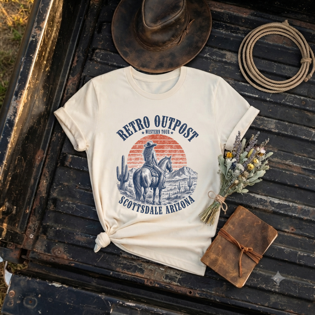 "Retro Outpost Desert Sunset" Graphic T-Shirt