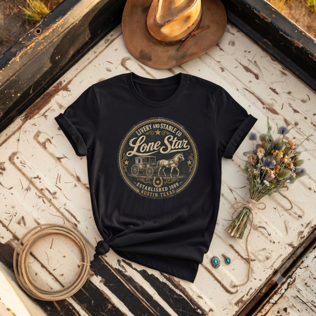 "Lone Star Vintage Ranch" Graphic T‑Shirt