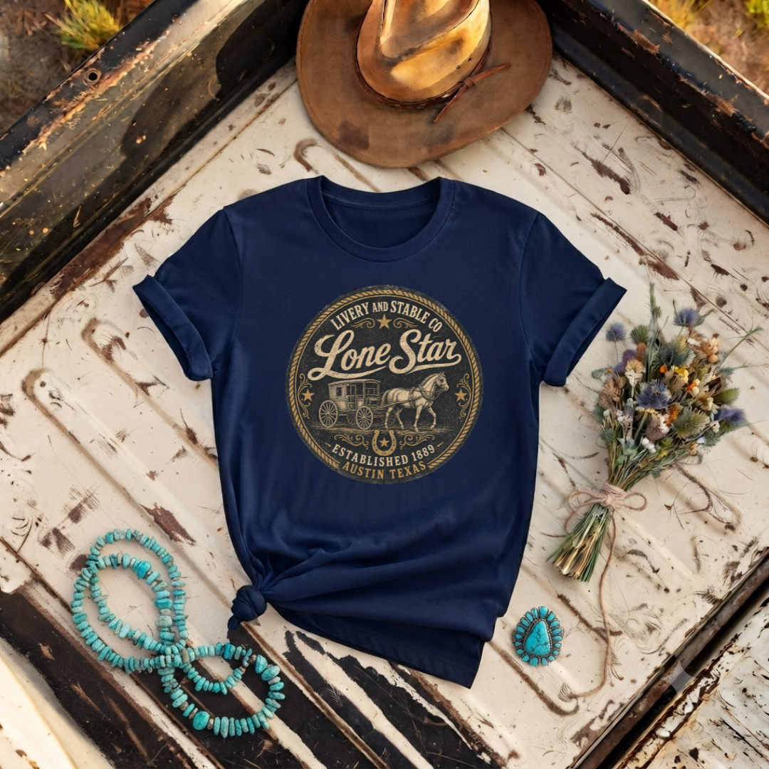 "Lone Star Vintage Ranch" Graphic T‑Shirt