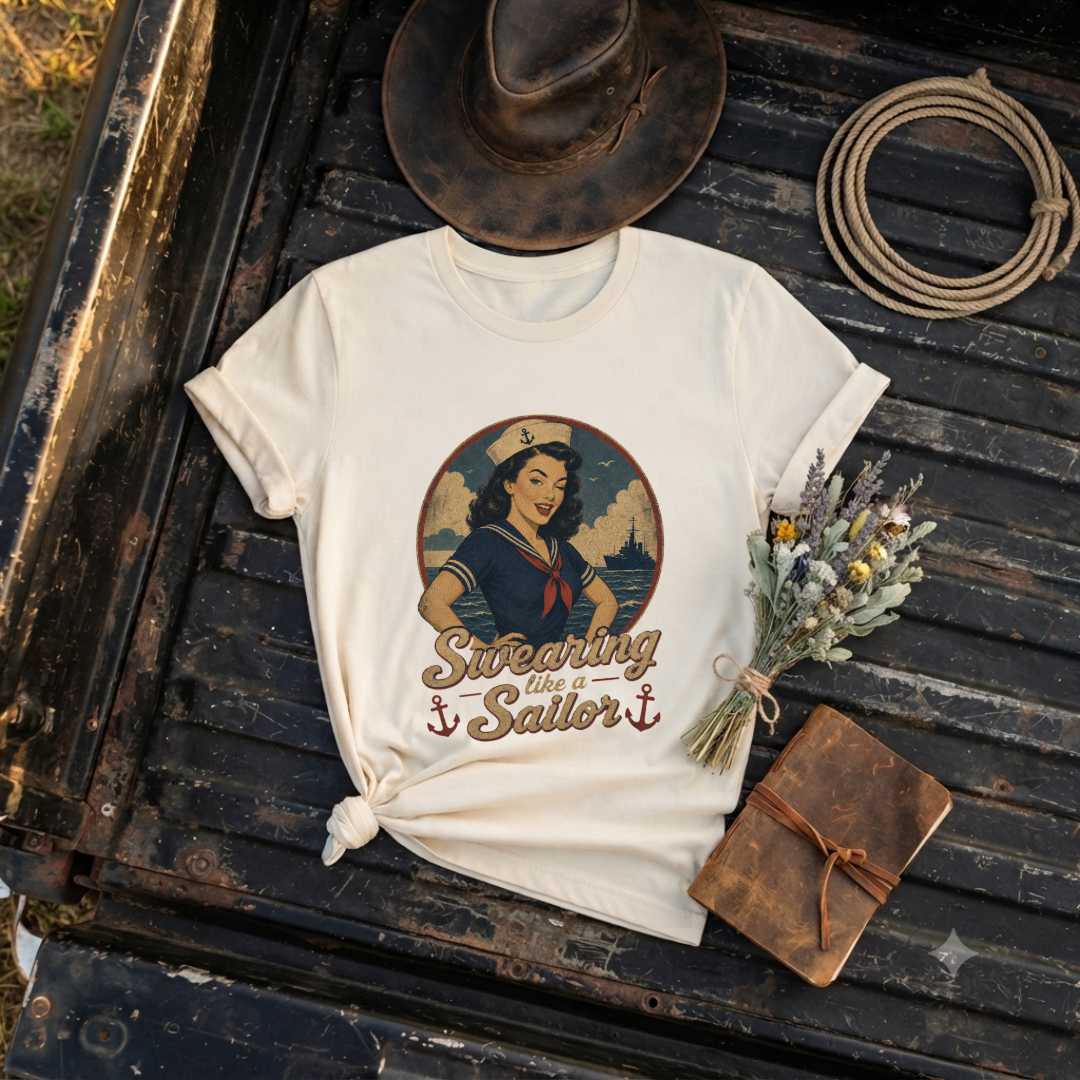 Vintage Sailor Girl T-Shirt — “Swearing Like a Sailor”