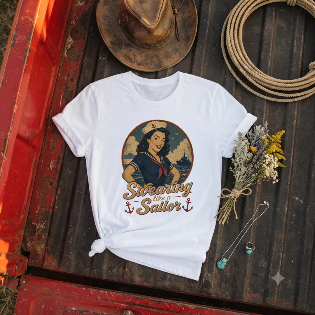 Vintage Sailor Girl T-Shirt — “Swearing Like a Sailor”