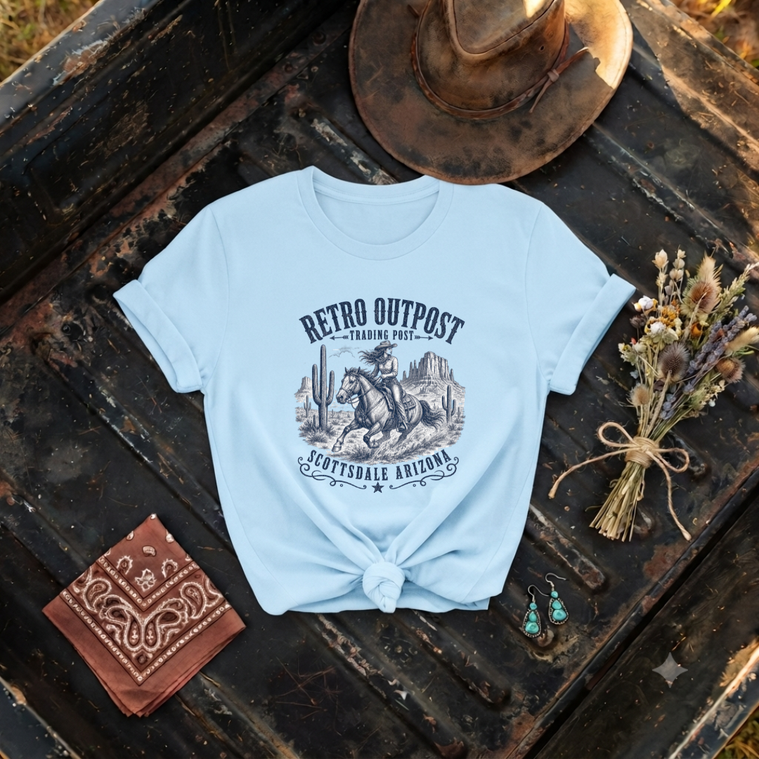 "Retro Outpost Cowgirl" T-Shirt
