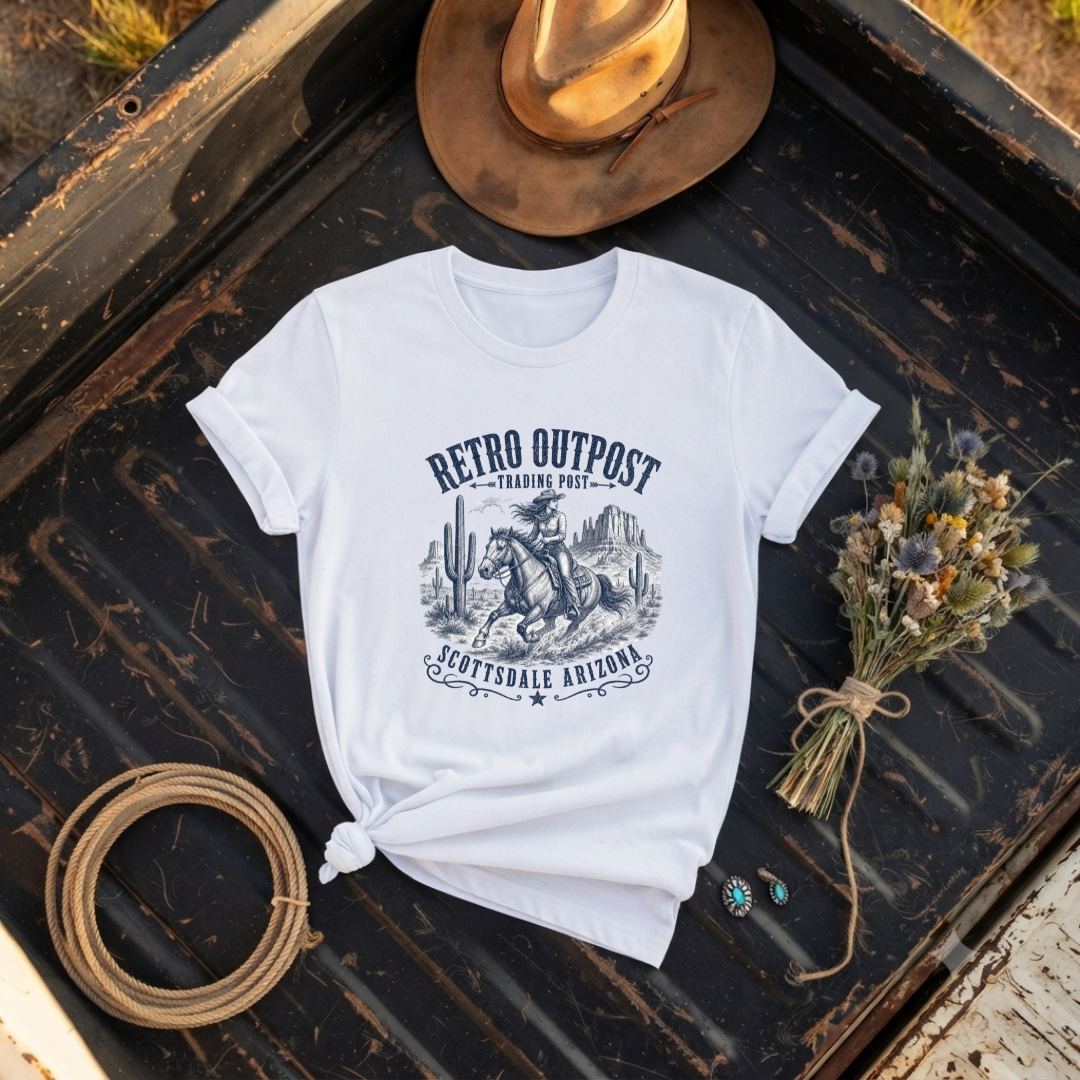 "Retro Outpost Cowgirl" T-Shirt
