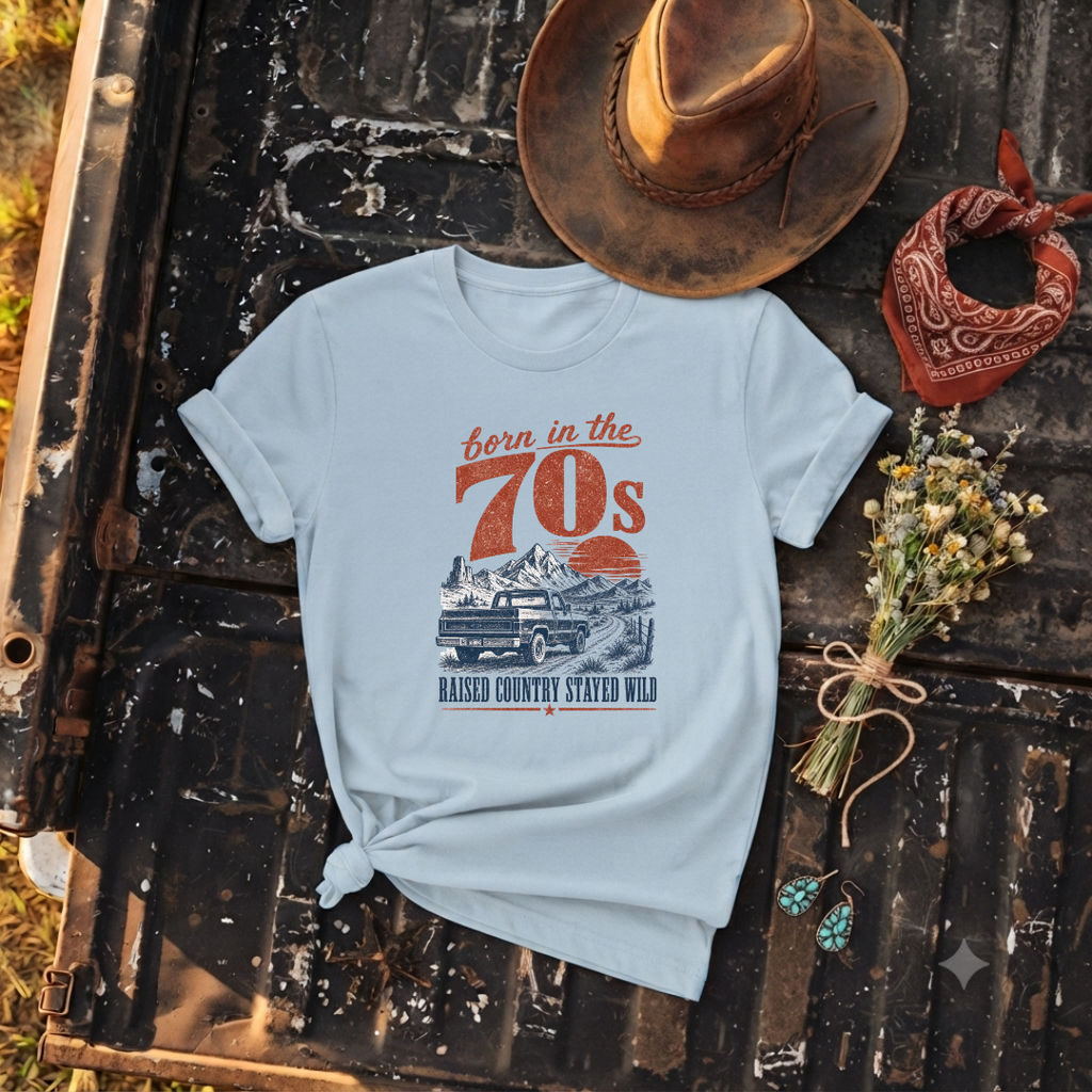 "Born in the 70s" Retro Graphic T-Shirt