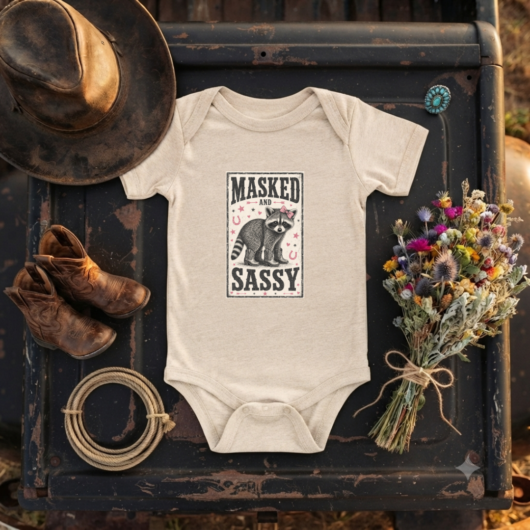 "Masked & Sassy" Baby Onesie