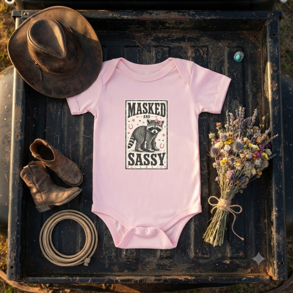 "Masked & Sassy" Baby Onesie