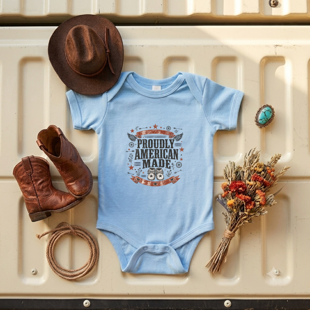 "Proudly American Made" Baby Onesie