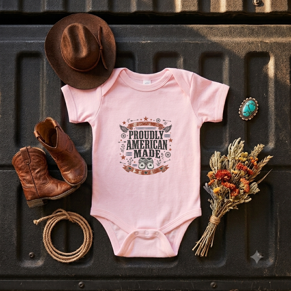 "Proudly American Made" Baby Onesie