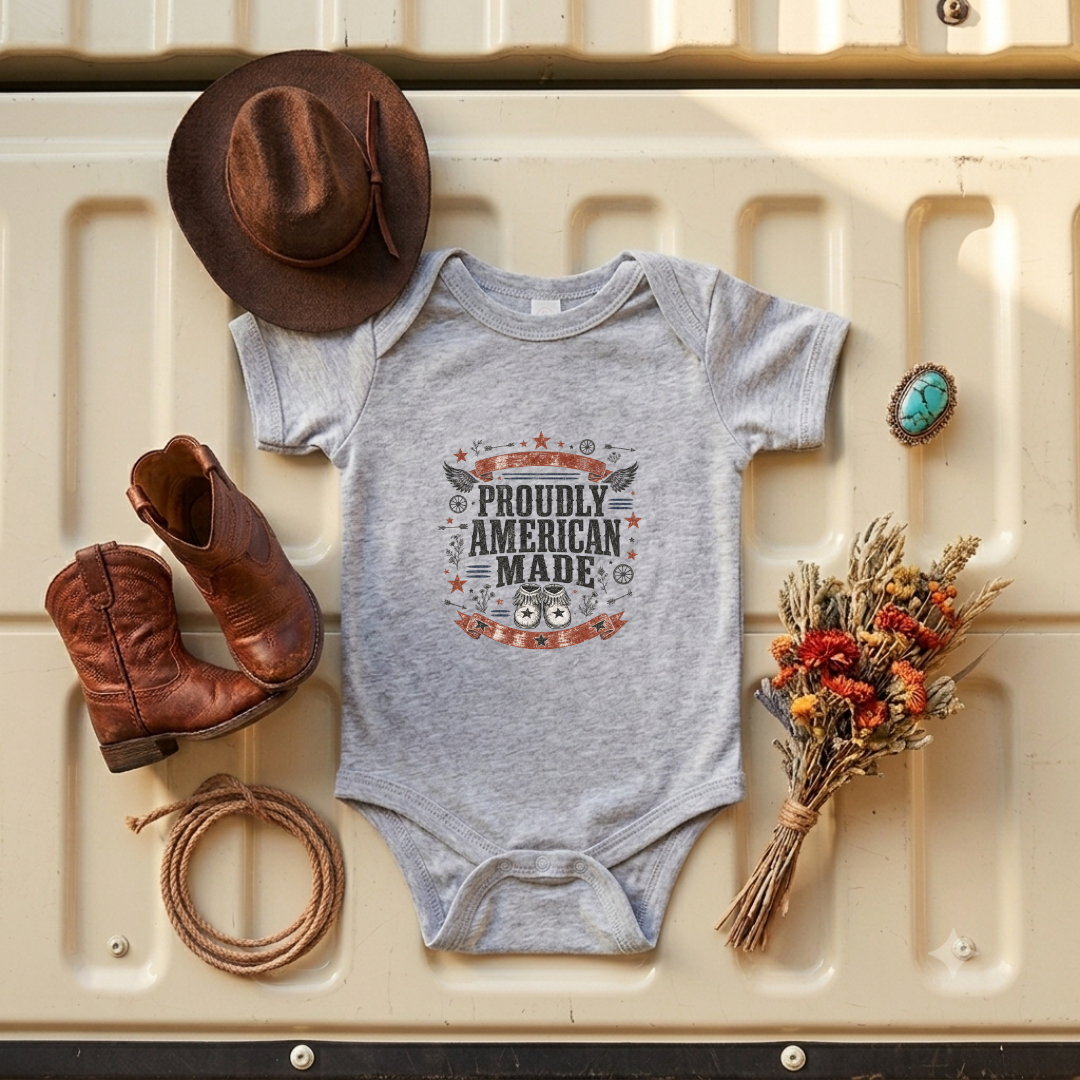 "Proudly American Made" Baby Onesie