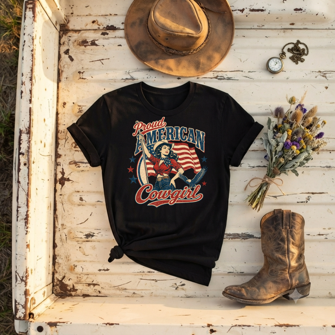 "Proud American Cowgirl" Graphic T-Shirt