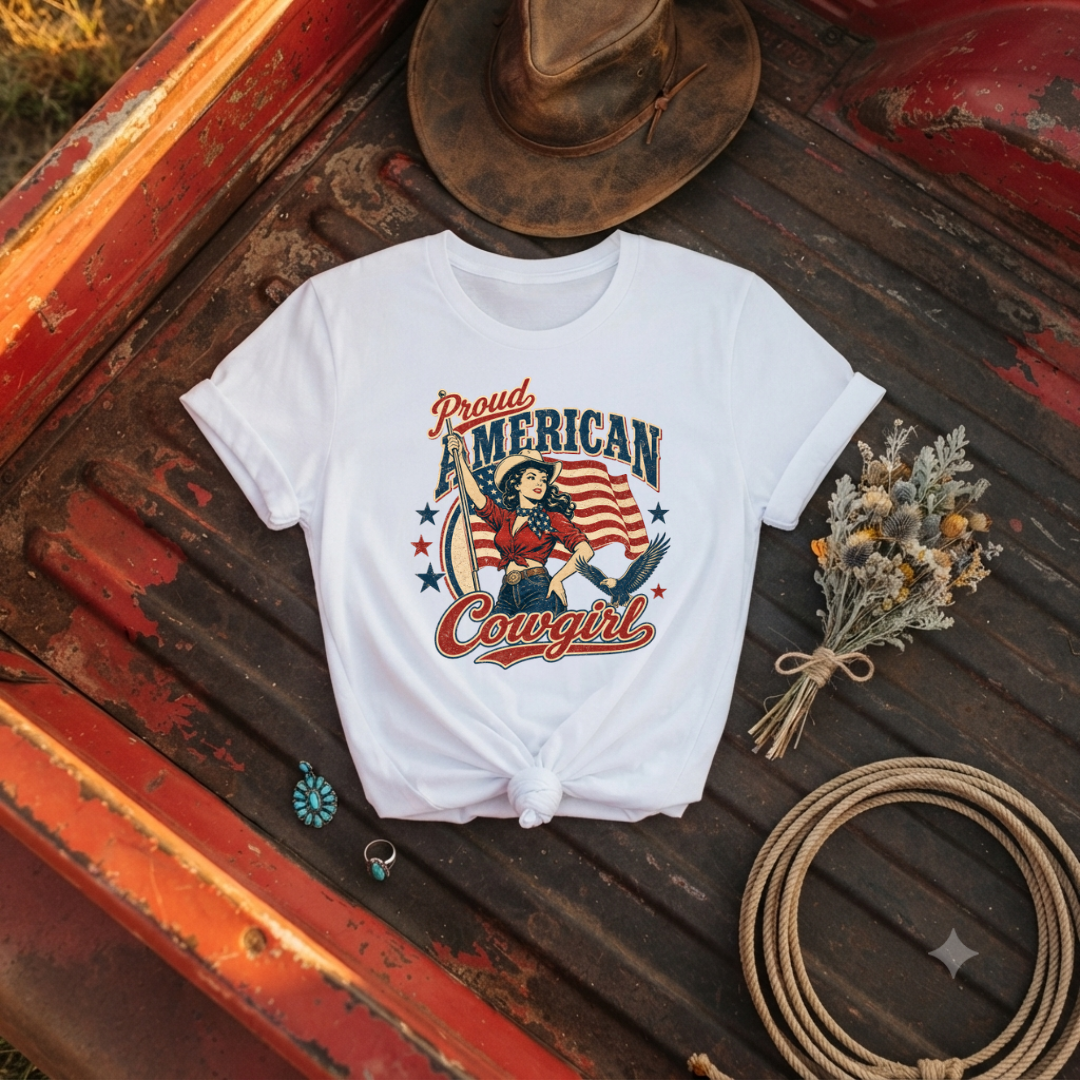 "Proud American Cowgirl" Graphic T-Shirt