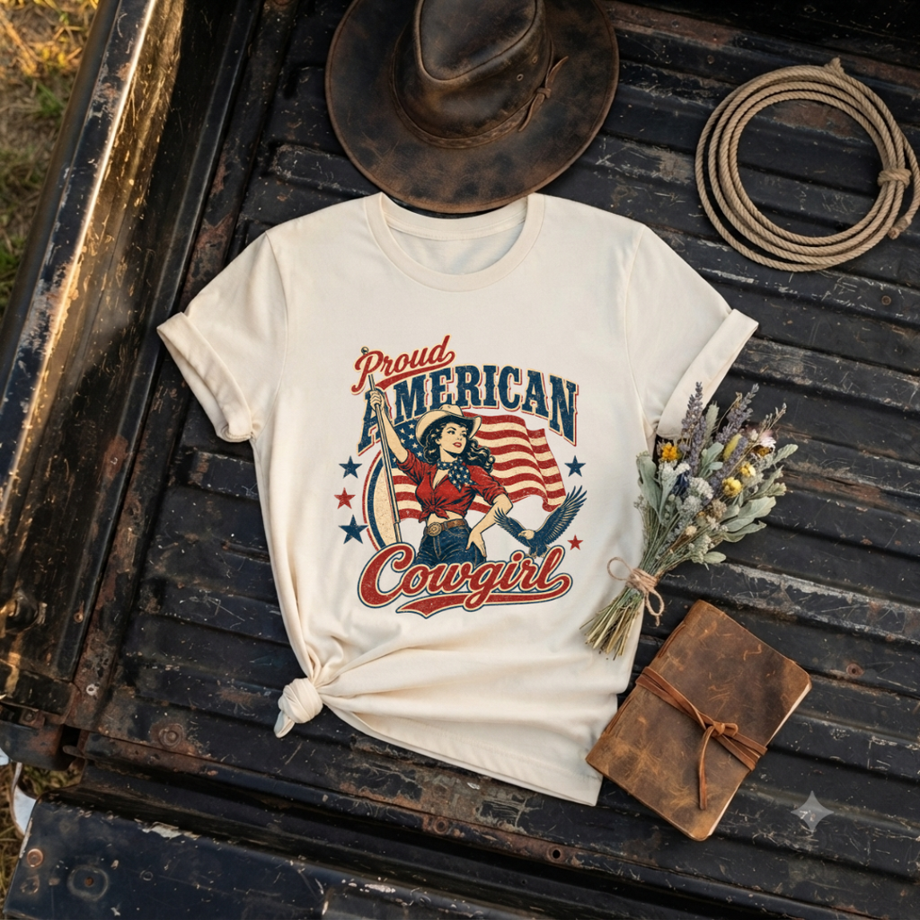 "Proud American Cowgirl" Graphic T-Shirt