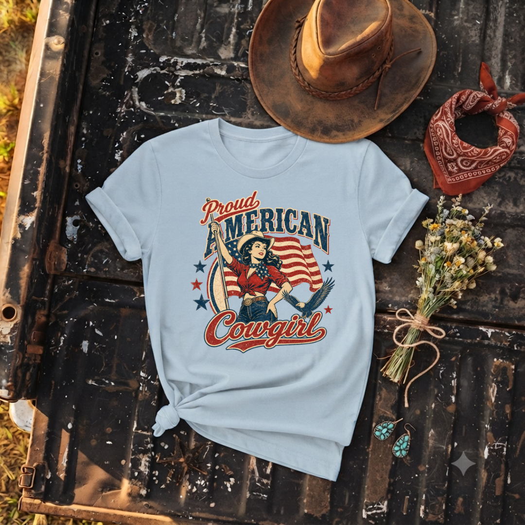 "Proud American Cowgirl" Graphic T-Shirt