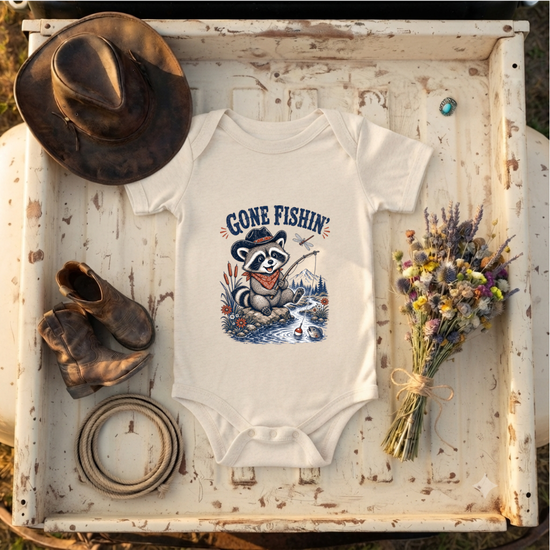 "Gone Fishin" Baby Onesie