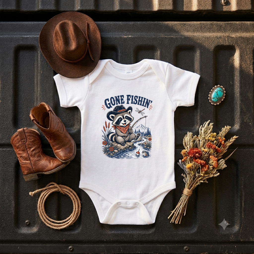 "Gone Fishin" Baby Onesie