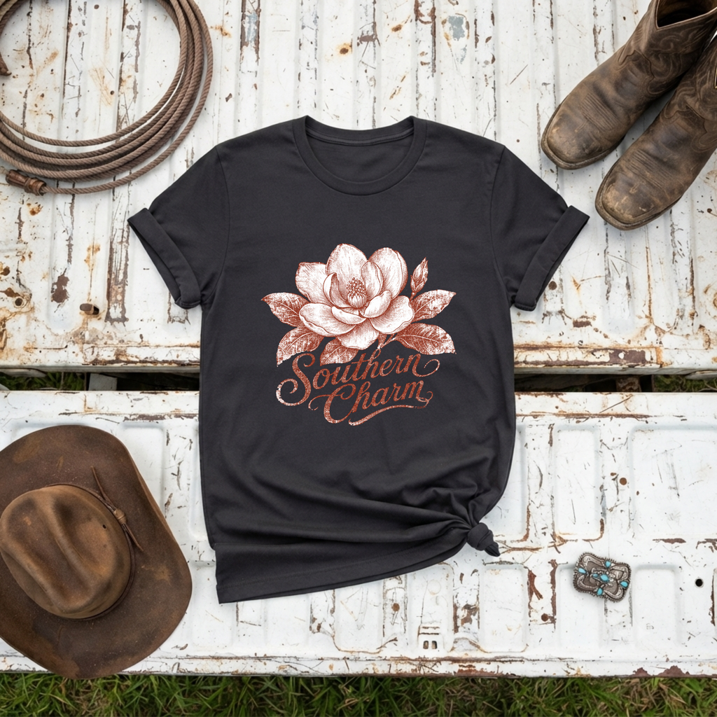 "Southern Charm" Magnolia T‑Shirt