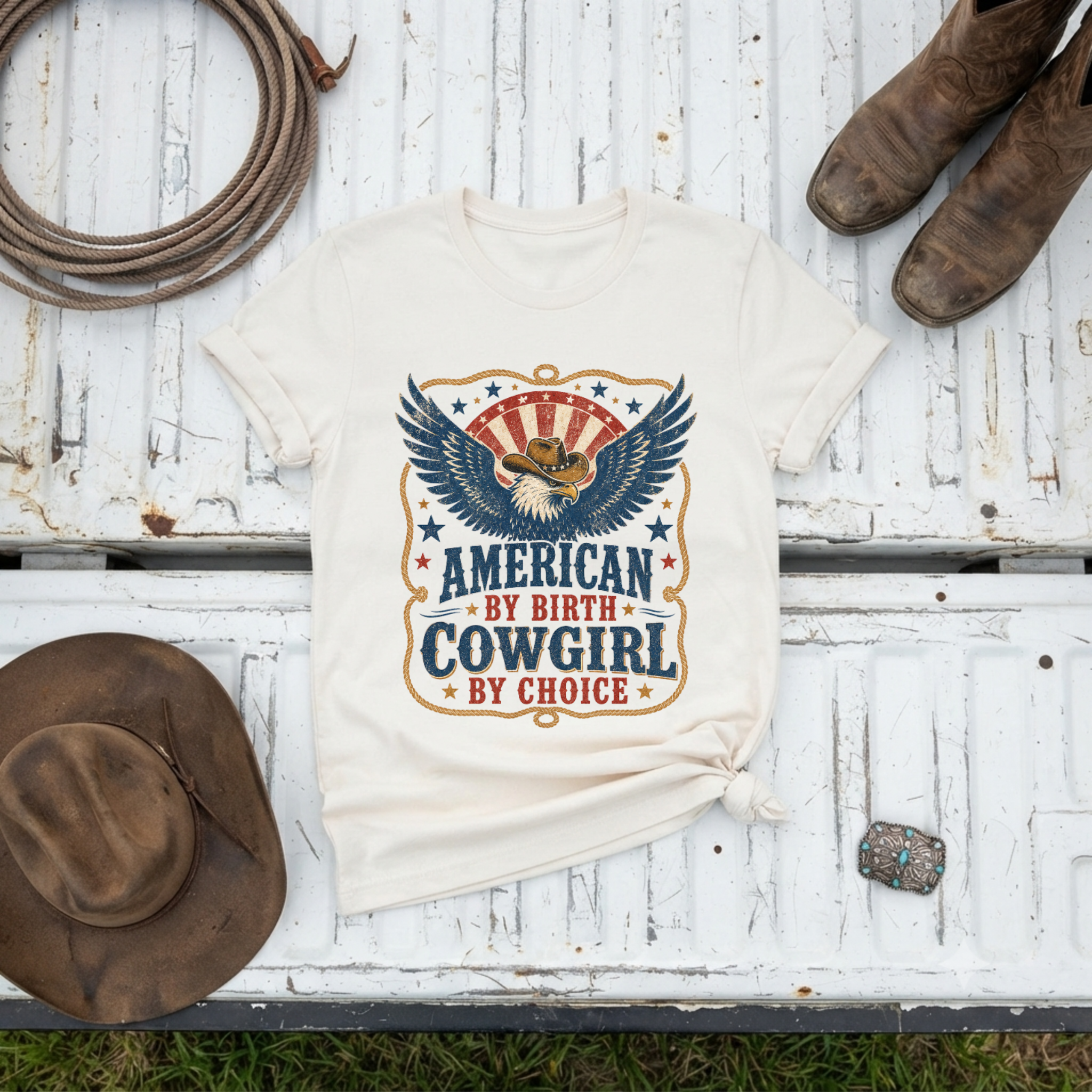 "American By Birth, Cowgirl By Choice" T-Shirt