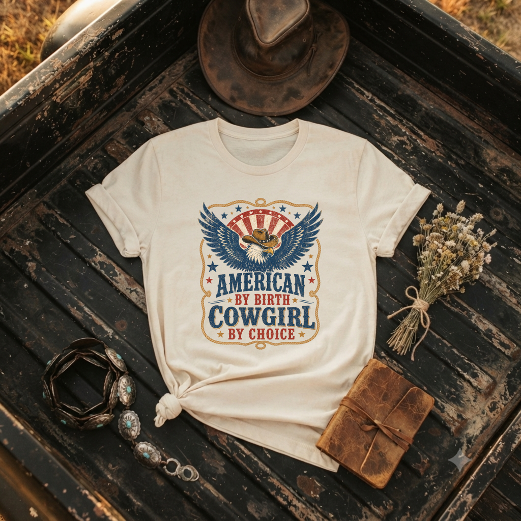 "American By Birth, Cowgirl By Choice" T-Shirt