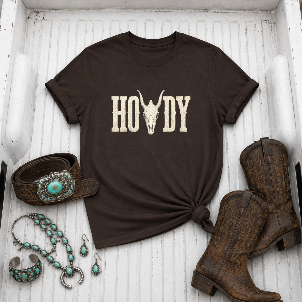 "Howdy Skull Tee" — Western T-Shirt
