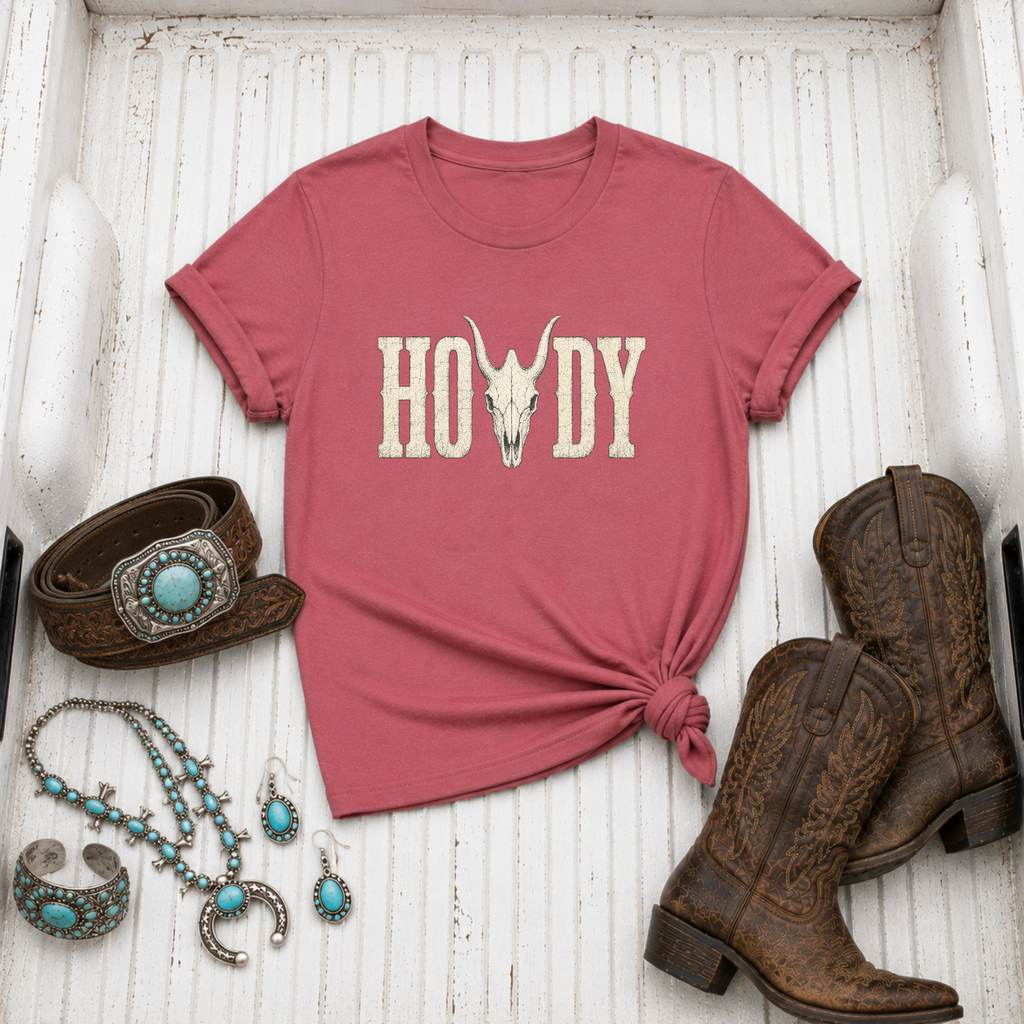 "Howdy Skull Tee" — Western T-Shirt