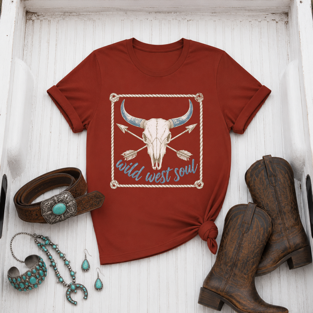 "Wild West Soul" Bull Skull T-Shirt