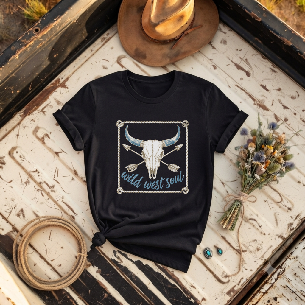 "Wild West Soul" Bull Skull T-Shirt