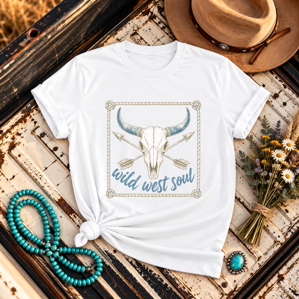 "Wild West Soul" Bull Skull T-Shirt
