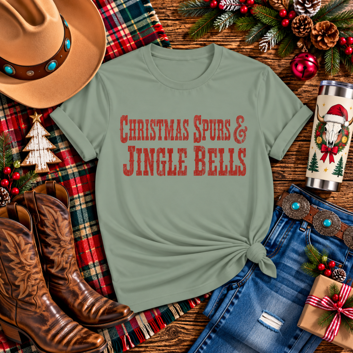 "Christmas Spurs & Jingle Bells" T-Shirt