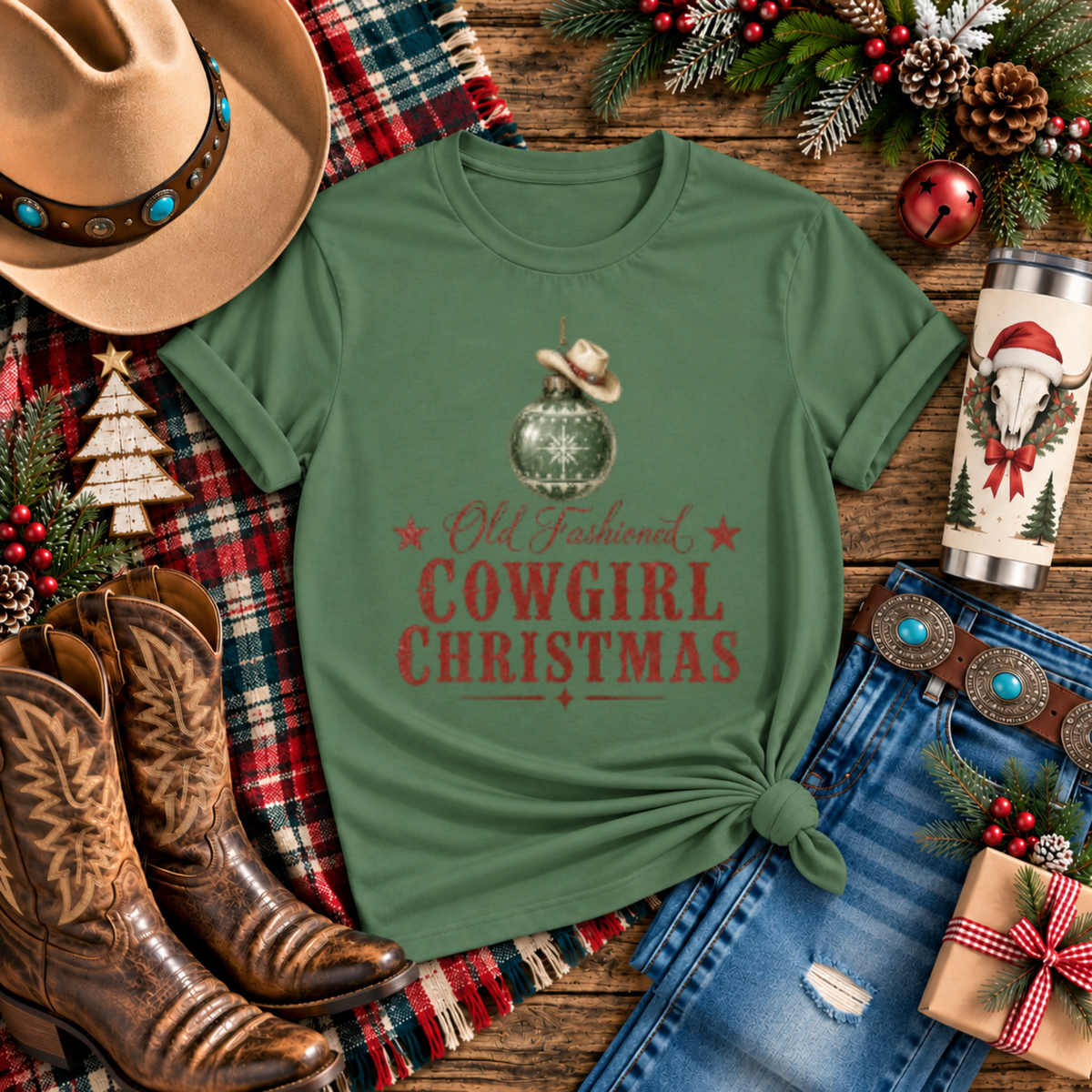 "Old Fashioned Cowgirl Christmas" T-Shirt
