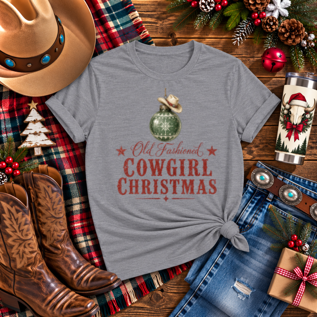 "Old Fashioned Cowgirl Christmas" T-Shirt