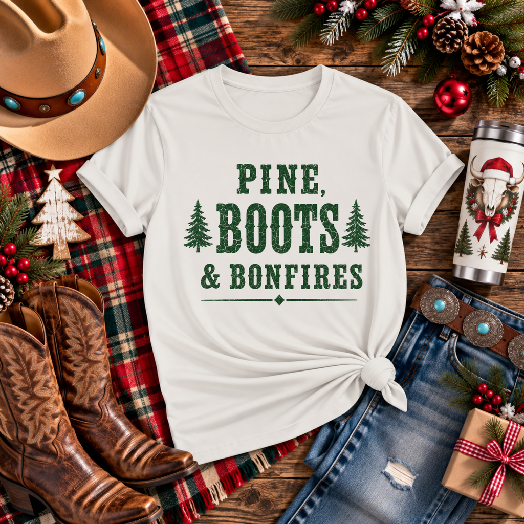 "Pine Boots & Bonfires" T-Shirt