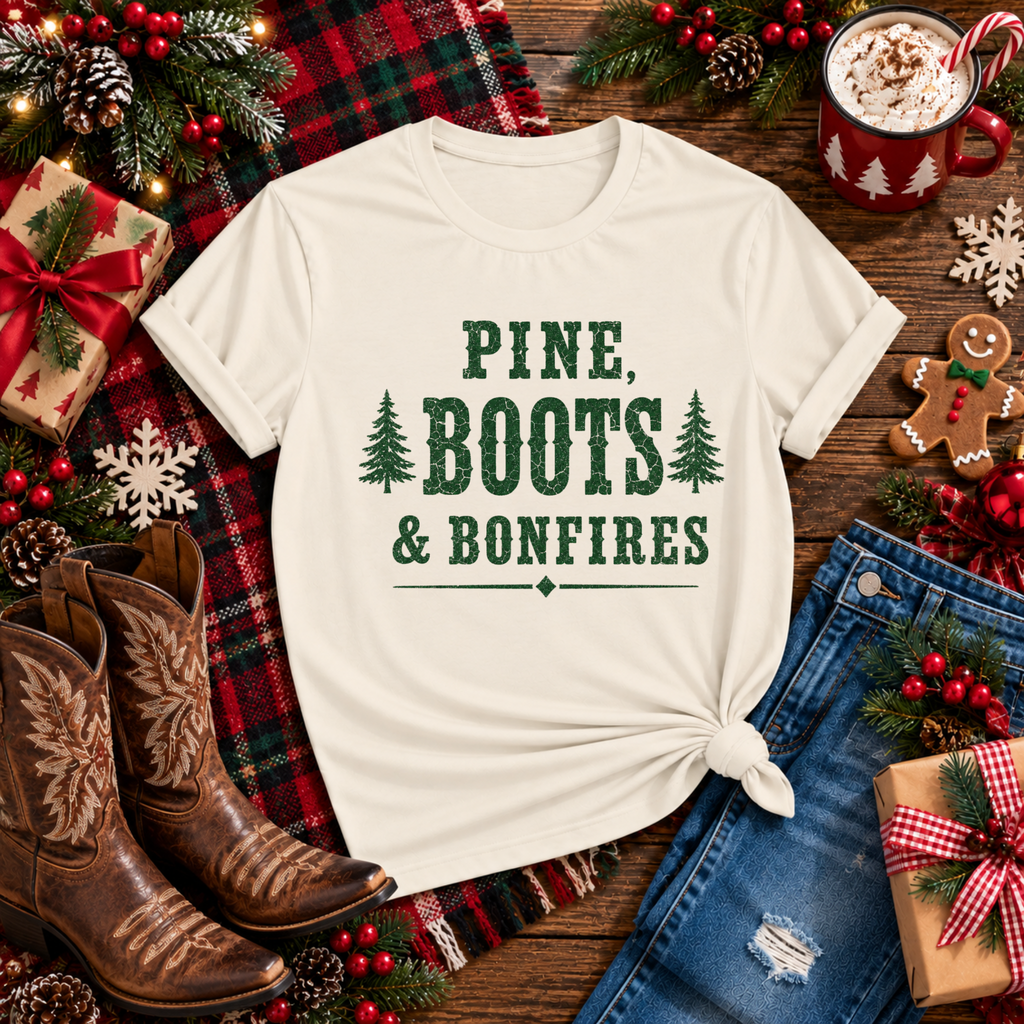 "Pine Boots & Bonfires" T-Shirt
