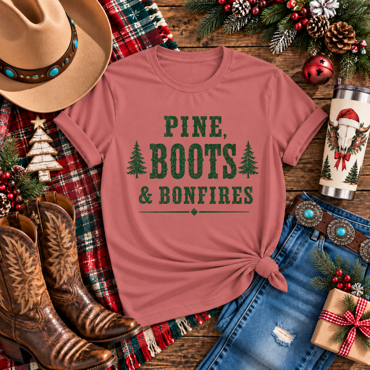 "Pine Boots & Bonfires" T-Shirt