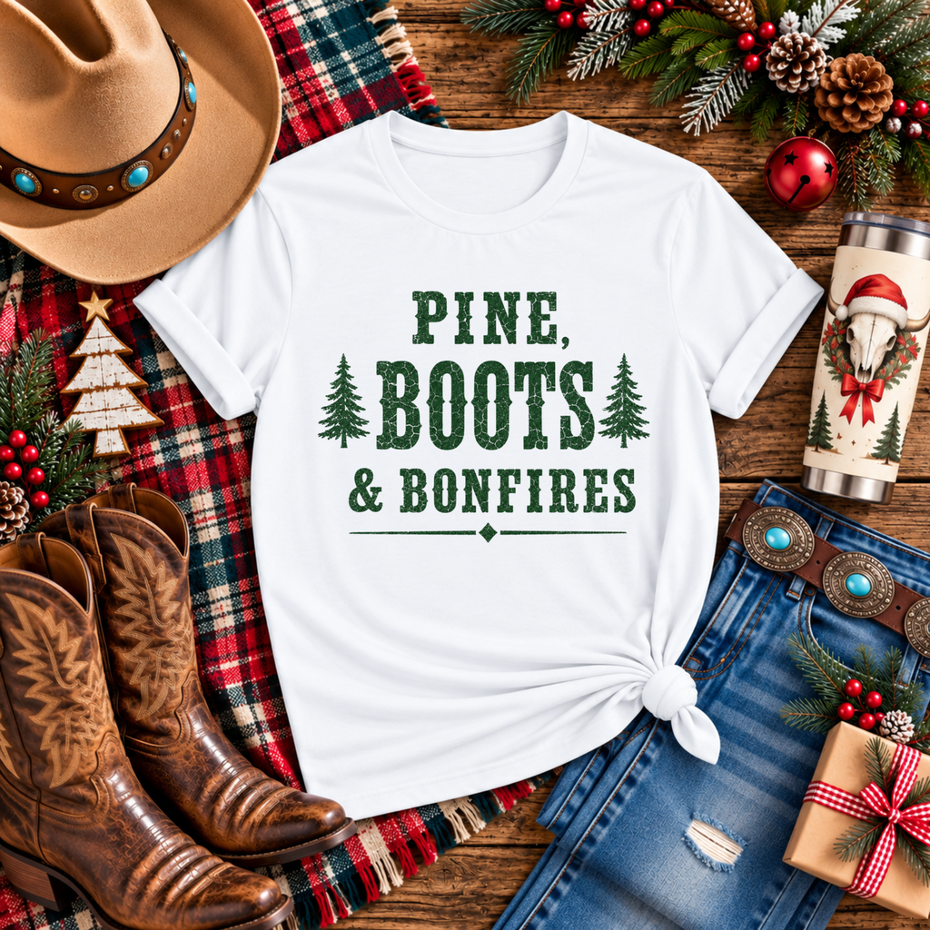 "Pine Boots & Bonfires" T-Shirt