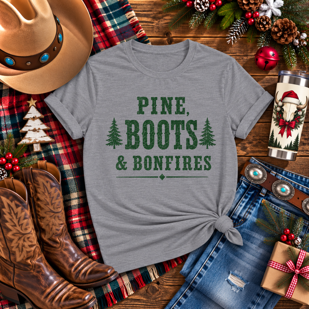 "Pine Boots & Bonfires" T-Shirt