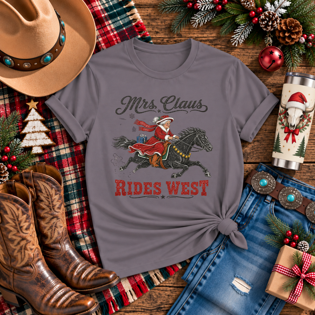 "Mrs. Claus Rides West" T-Shirt