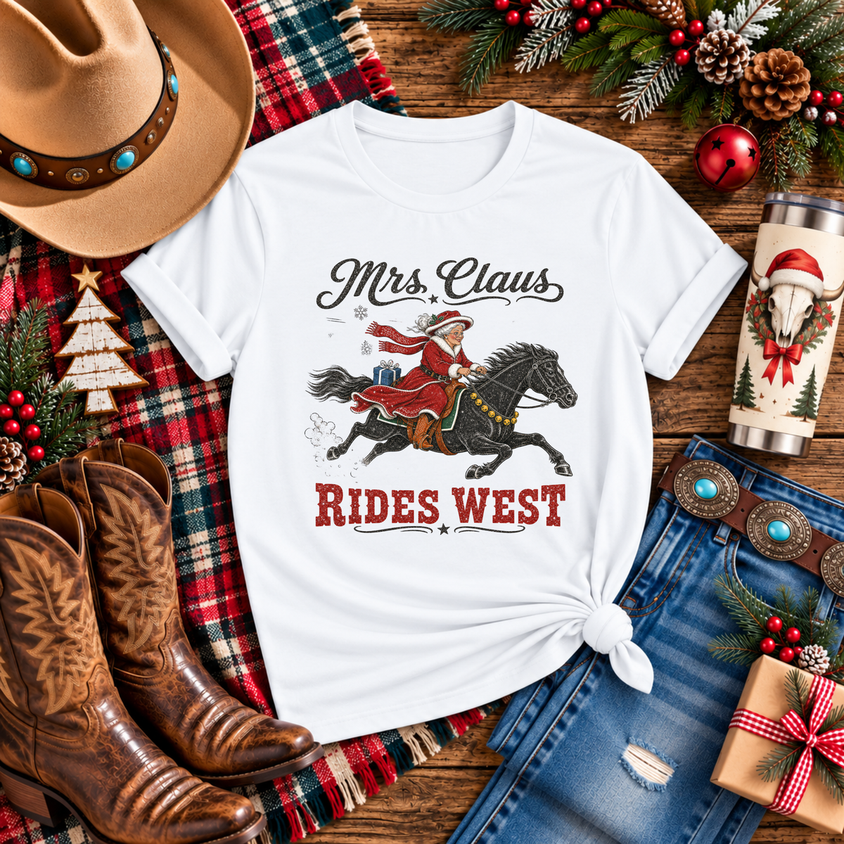 "Mrs. Claus Rides West" T-Shirt