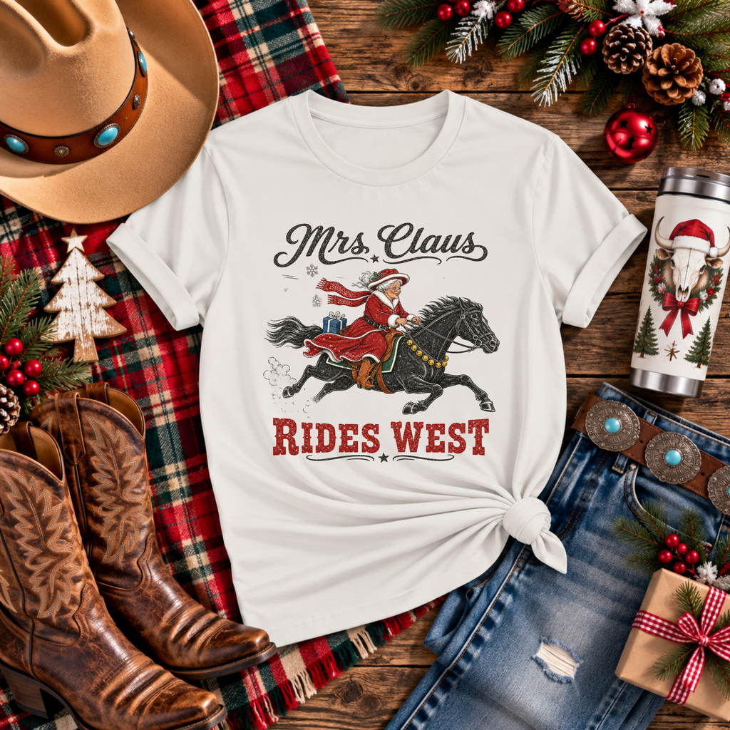 "Mrs. Claus Rides West" T-Shirt