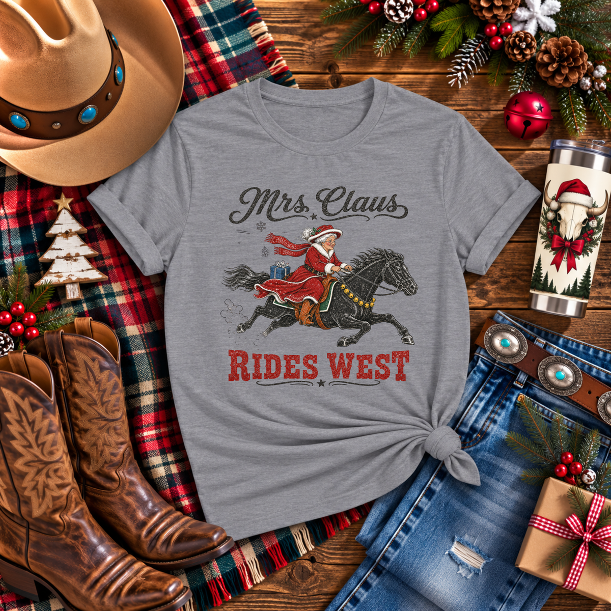 "Mrs. Claus Rides West" T-Shirt