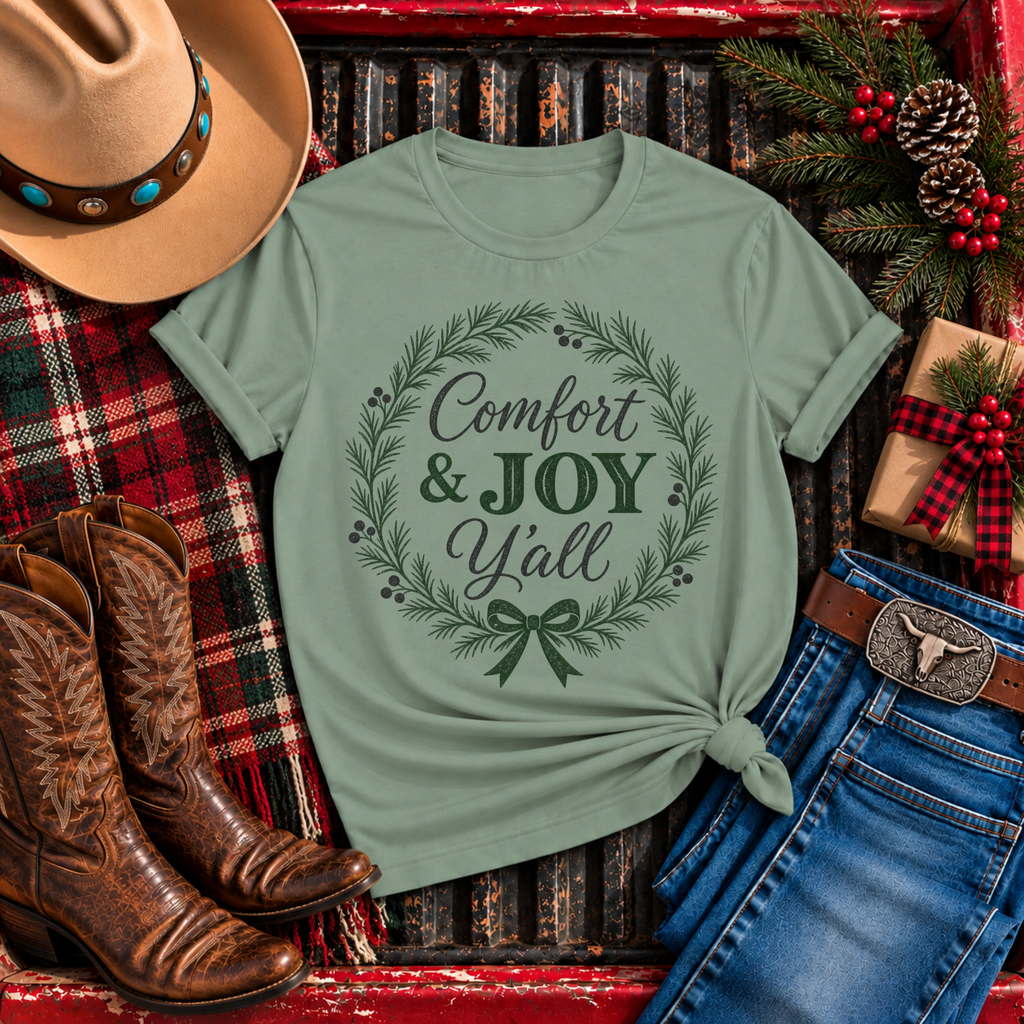 "Comfort & Joy Y’all" Christmas T-Shirt