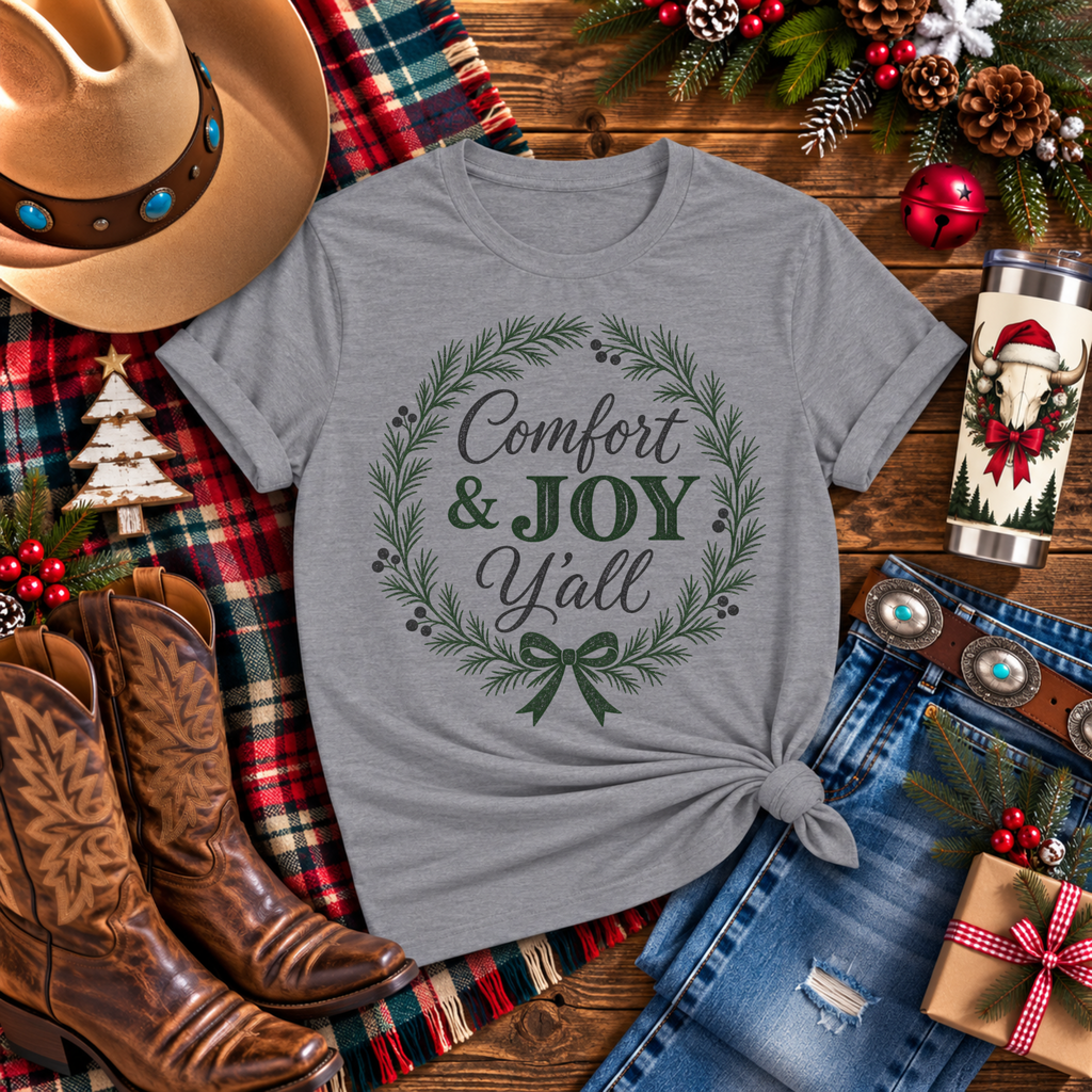 "Comfort & Joy Y’all" Christmas T-Shirt