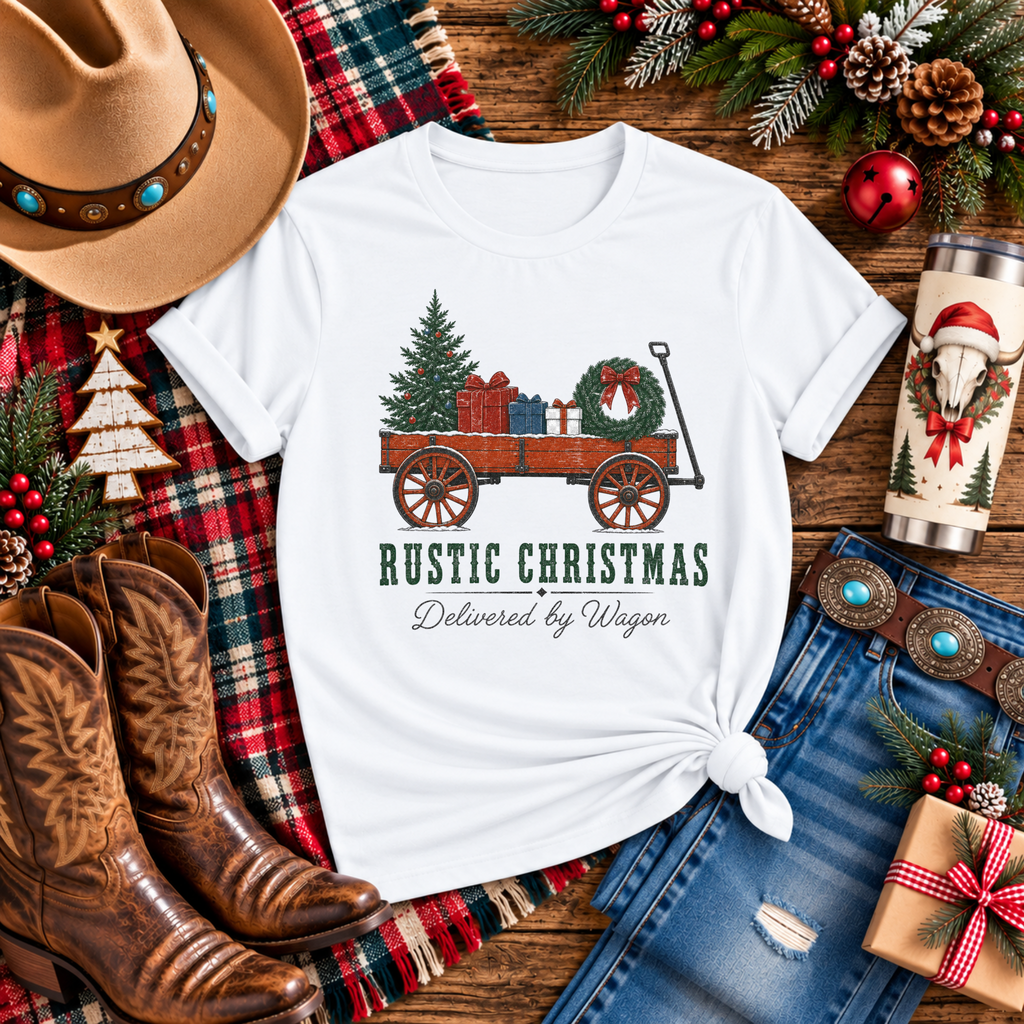 "Rustic Christmas Delivery by Wagon" T-Shirt