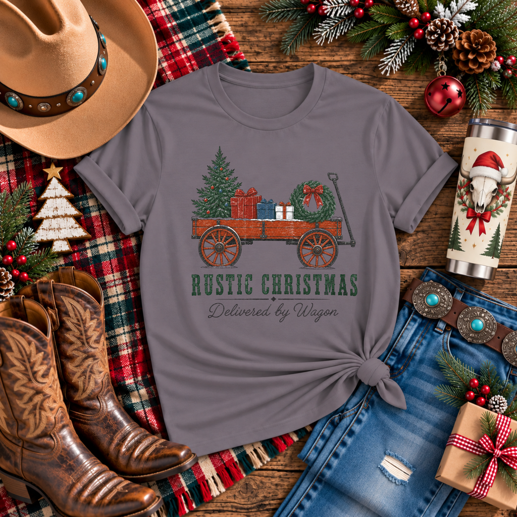 "Rustic Christmas Delivery by Wagon" T-Shirt
