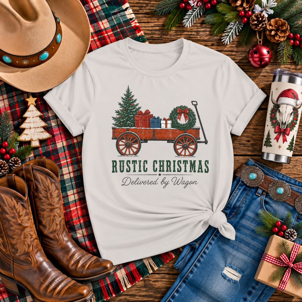 "Rustic Christmas Delivery by Wagon" T-Shirt