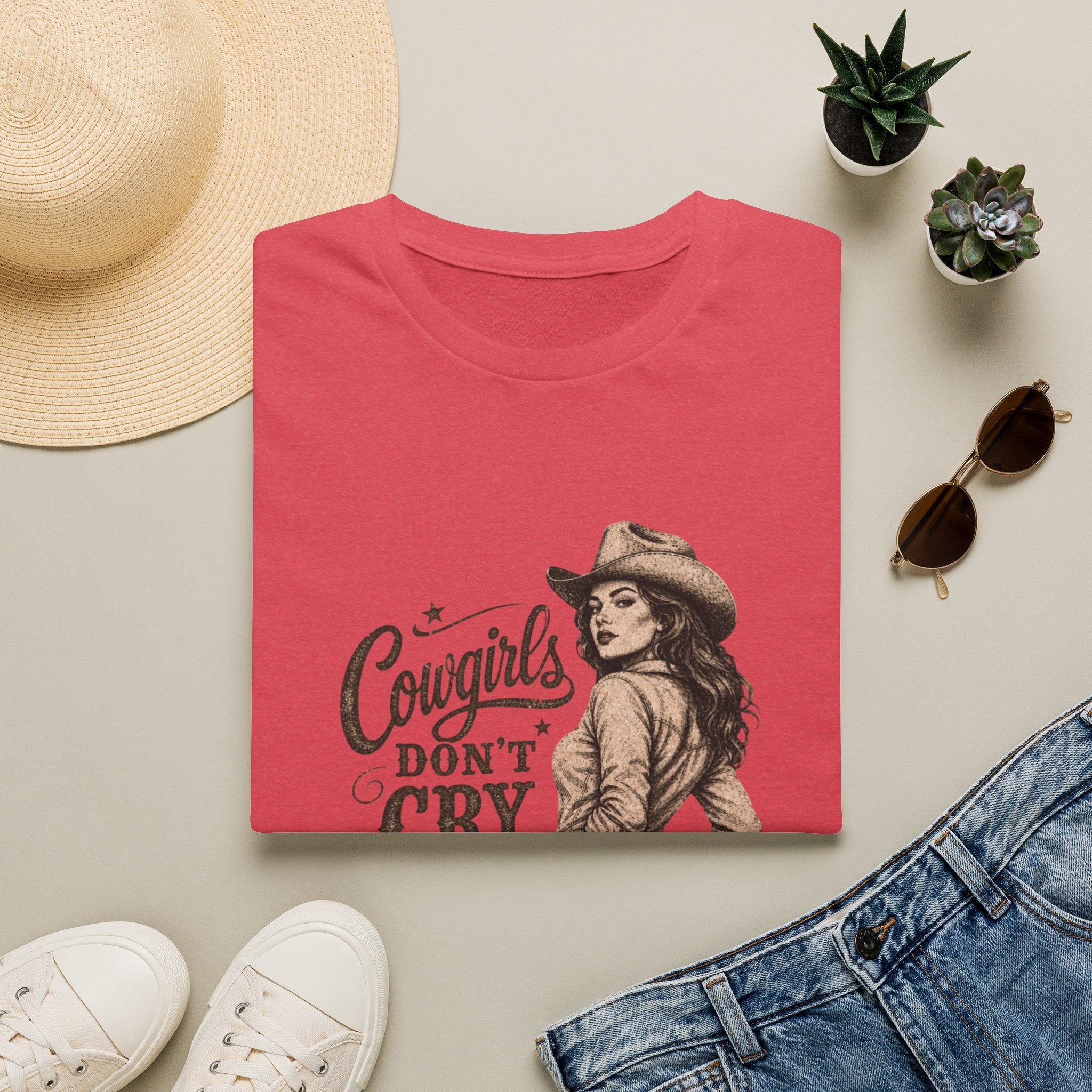 Cowgirls Don’t Cry Graphic Tee — Retro Western Cowgirl Shirt