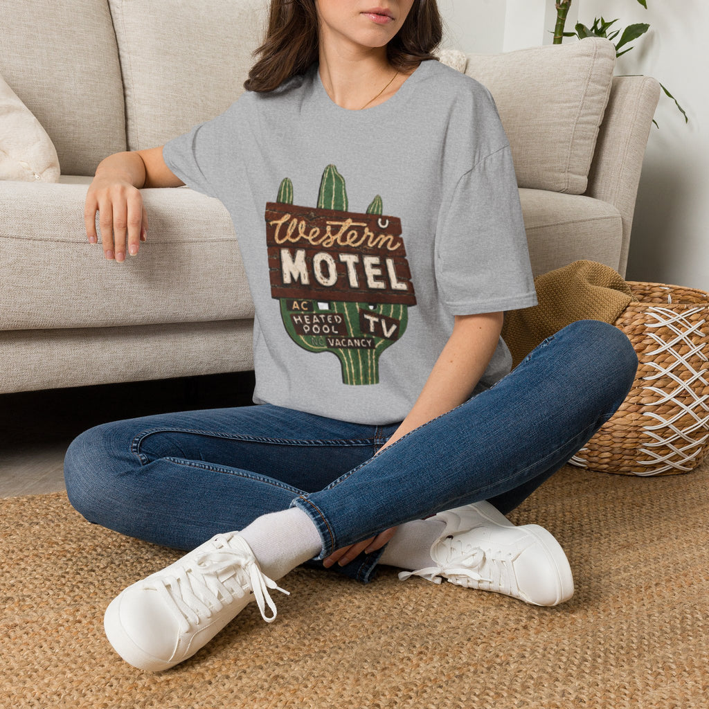 Western Motel Vintage Sign T-Shirt — Desert Cactus Roadtrip Tee